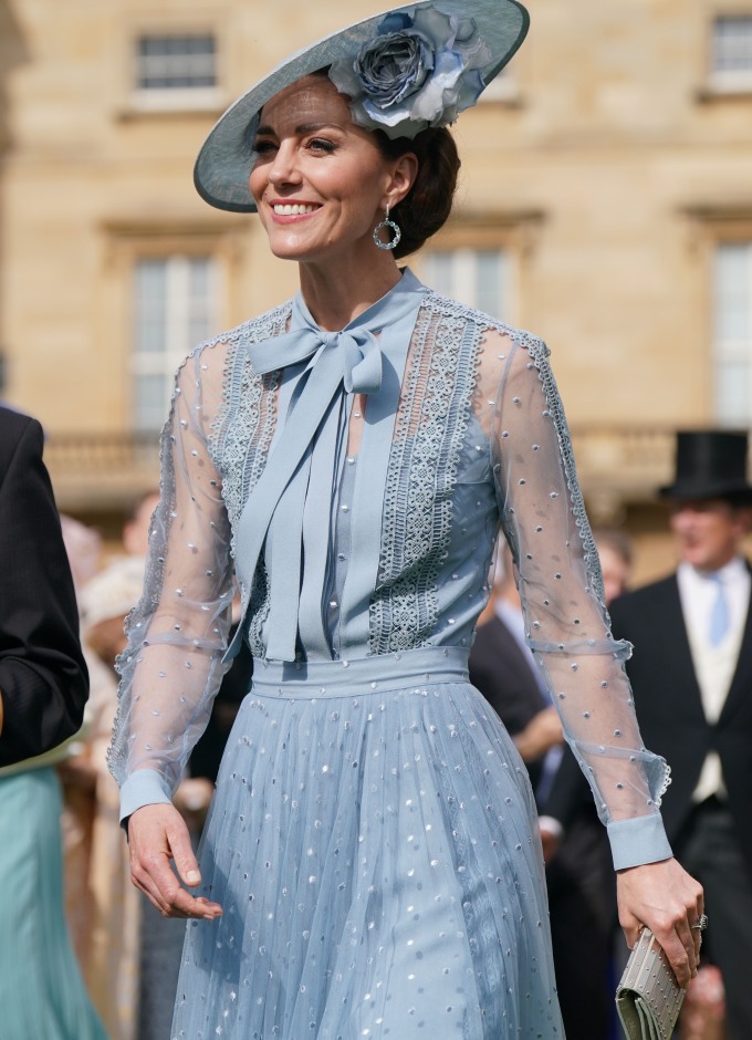 Kate Middleton Glows in a Sheer Blue Dress at Palace Garden Party