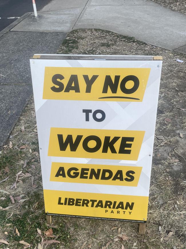 A sign from the Libertarian party with a message that proved popular with voters.