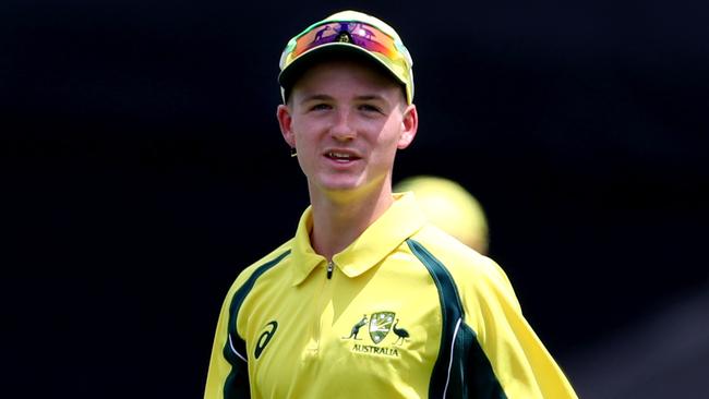 Austin Waugh in action for the Australian Under 19's at the SCG. Picture: Gregg Porteous