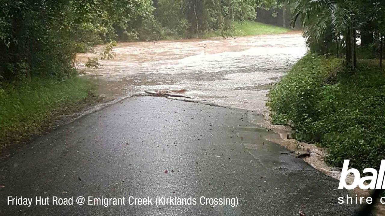 Emigrant Creek flooding on Friday Hut Rd at Kirklands Crossing.