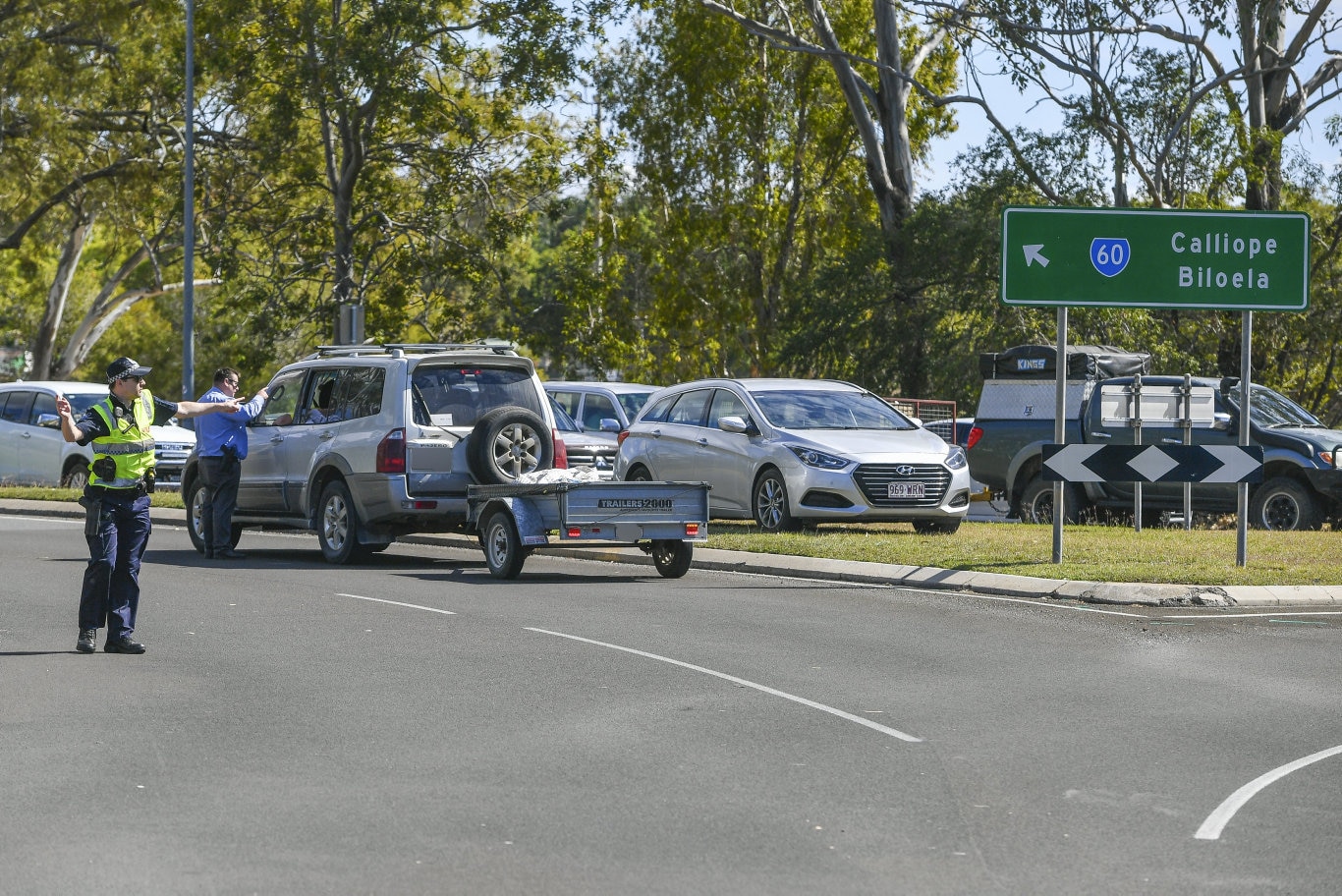 Police were forced to avoid some motorists who drove through the blocked off Dawson Highway despite a heavy police presence on the Dawson Highway after An incident occured on the corner of Dawson Highway and Aerodrome Road at around midday after an escaped prisoner allegedly attempted to flee from police.