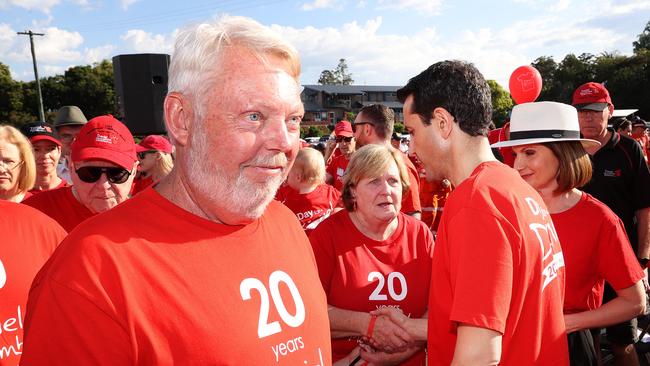 Leader of the Opposition David Crisafulli attends the Walk for Daniel with Bruce and Denise Morcombe, Woombye. Picture: Liam Kidston