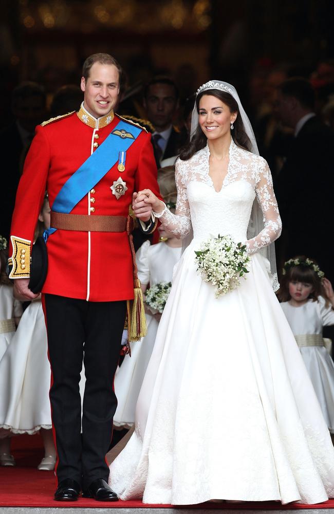 Prince William, Duke of Cambridge and Catherine, Duchess of Cambridge, who wore a Sarah Burton for Alexander McQueen gown. Picture: Getty Images