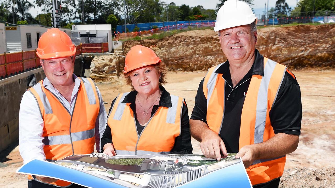 Roz and Michael White pictured with hotelier Scott Armstrong when construction started on the $20m Bli Bli Tavern. Pictured: Roz and Michael White of White's IGA. Photo: Patrick Woods.