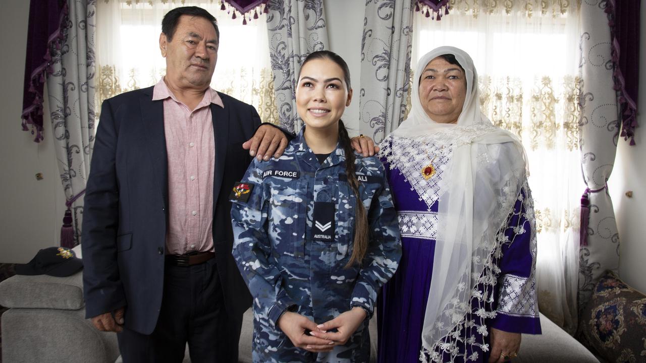 Kbora Ali with dad Sultan Ali and mum Shireen Gul Ali. Picture: Brett Hartwig