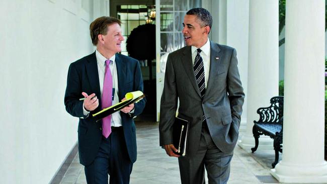 Michael Lewis with Barack Obama at the White House. Picture: Peter Souza