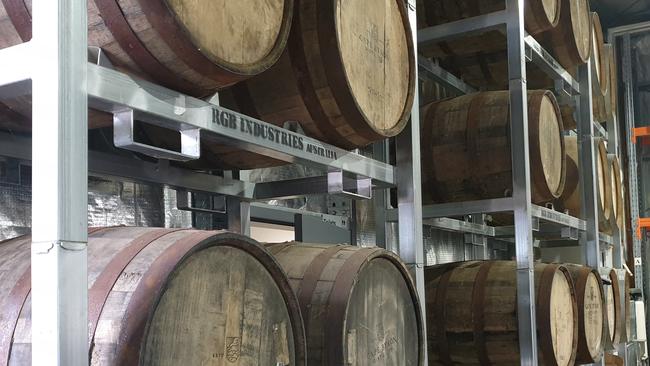 Barrels at Cape Byron Distillery.