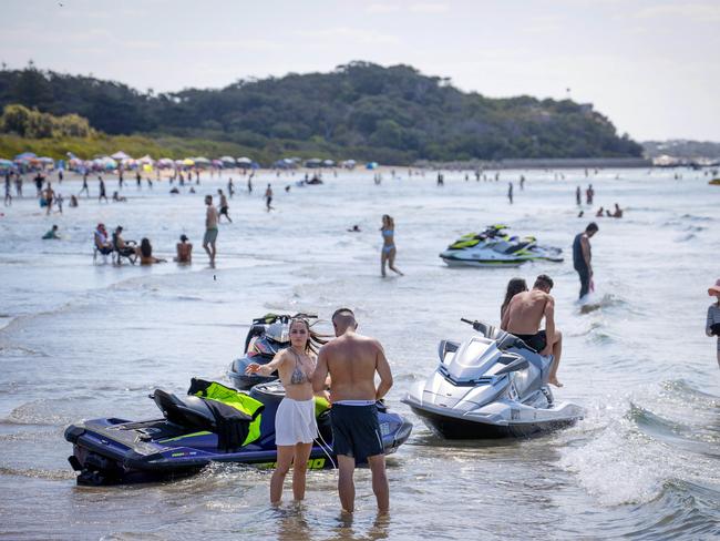 Revellers enjoy New Year’s Eve 2021 at Rye. Picture: Mark Stewart