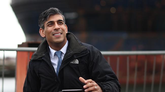 Britain's Prime Minister Rishi Sunak visits the Port of Nigg in Inverness, Scotland. Picture: Henry Nicholls-Pool/Getty Images