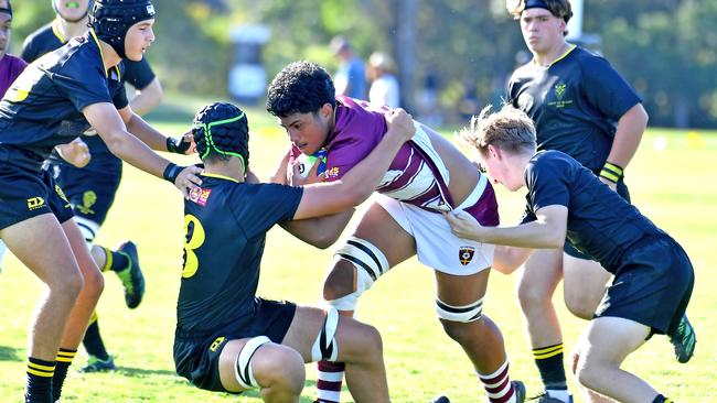 AIC Firsts XV rugby between St Laurence's College and St Peters Lutheran College. Saturday May 6, 2023. Picture, John Gass