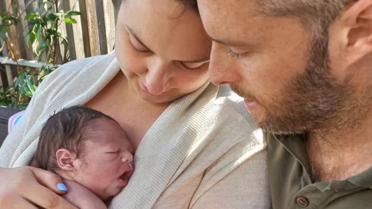 Jon and Diana Searle with their newborn son Bodhi. Picture: GoFundMe