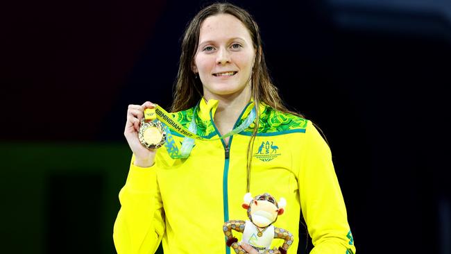 Gold medallist Jasmine Greenwood after her 200m Individual Medley SM10 win at the Commonwealth Games.