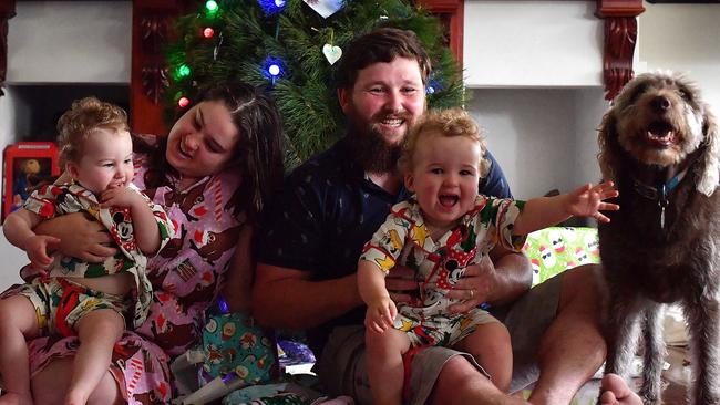 Claire and Will Fealy with excited twins Dianna and Charlotte. Picture: Sam Mooy