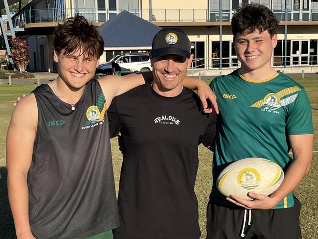 League legend PJ Marsh with sons Jay (left) and Braelan, who will both play for St Brendan's at the 2024 Confraternity Carnival.