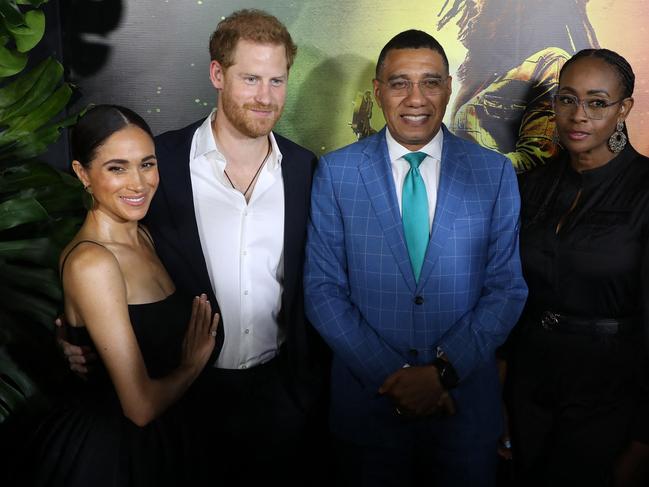 Harry and Meghan dazzle on the red carpet at the premiere of 'Bob Marley: One Love' in the legendary musician's hometown of Kingston, Jamaica. Picture: MEGA TheMegaAgency.com