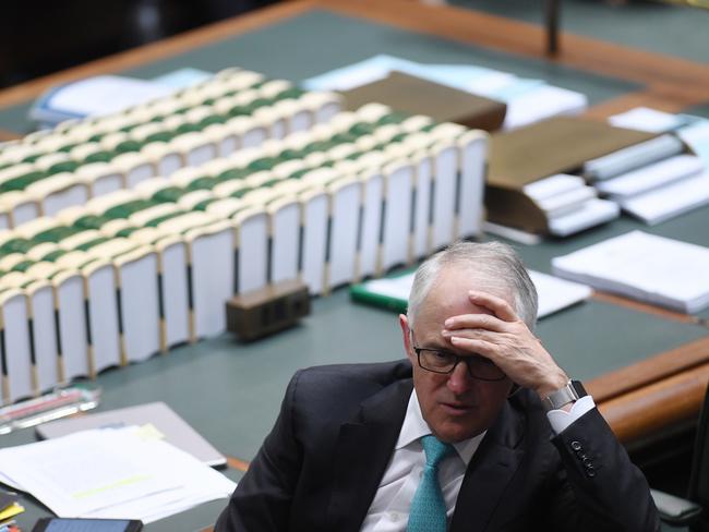 Australian Prime Minister Malcolm Turnbull reacts during House of Representatives Question Time. Picture: AAP