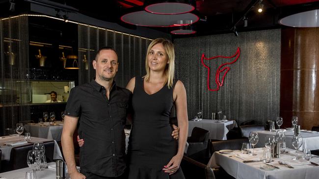 Moo Moo The Wine Bar + Grill owners Steven Adams and Autumn Adams. Picture: Jerad Williams