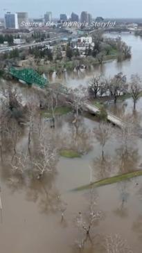 Drone footage shows Sacramento flooding amid continuing California storms