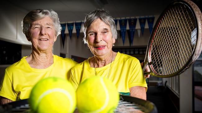 Shirley Whitaker, 84, and Joyce Rogers, 82, represent Australia in Super-Seniors events. Picture: Mark Stewart