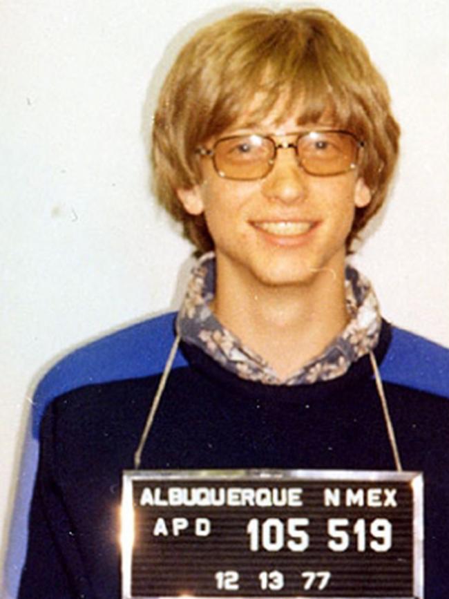 Microsoft boss <b>Bill Gates</b> didn’t look too worried after being arrested on a traffic matter in 1977 and full details of the offence and any punishment are unclear. But in a 2016 interview, Gates admitted his early love of fast cars, saying that as he made money: “I bought one thing that was a tiny bit of a splurge. My first car that I owned was a Porsche 911. It was used, but it was an incredible car and that was actually when I was down in Albuquerque. And sometimes when I would want to think at night, I’d just go out and drive around at high speed and fortunately I didn’t kill myself doing that.” Picture: Getty