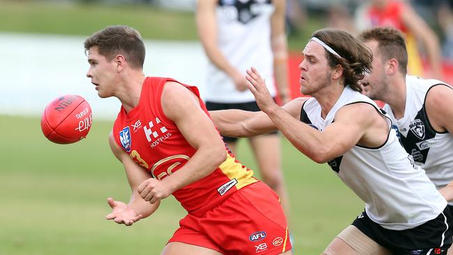 Round 11 NEAFL game between the Southport Sharks and Gold Coast Suns at Fankhauser Reserve. Photo of Connor Budarick. Photo by Richard Gosling