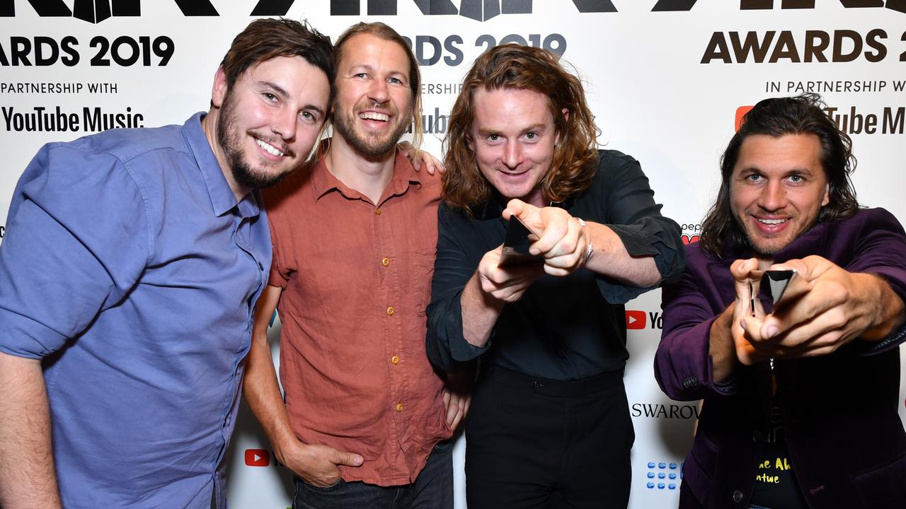 The Teskey Brothers poses for a photograph after winning the Album of The Year award during the 33rd Annual ARIA Music Awards at The Star in Sydney, Wednesday, November 27, 2019. (AAP Image/Joel Carrett)