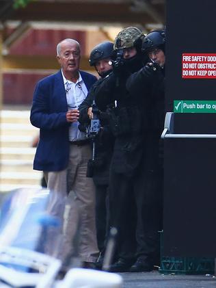 John O'Brien outside the Lindt Cafe following his escape on December 15, 2014. Picture: Don Arnold/Getty Images.