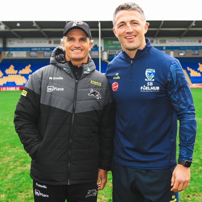 Penrith and Warrington coaches Ivan Cleary and Sam Burgess had an opposed session this week ahead of the Panthers’ World Club Challenge. Could it be the first of many to come? Picture: Joseph Richardson