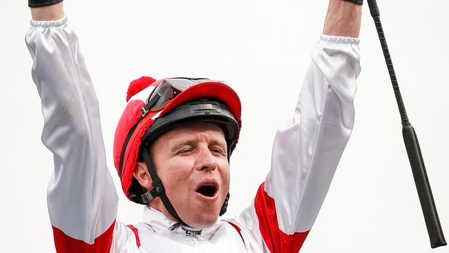 Kerrin McEvoy after winning The TAB Everest on Classique Legend. Picture: Hanna Lassen/Getty Images for ATC