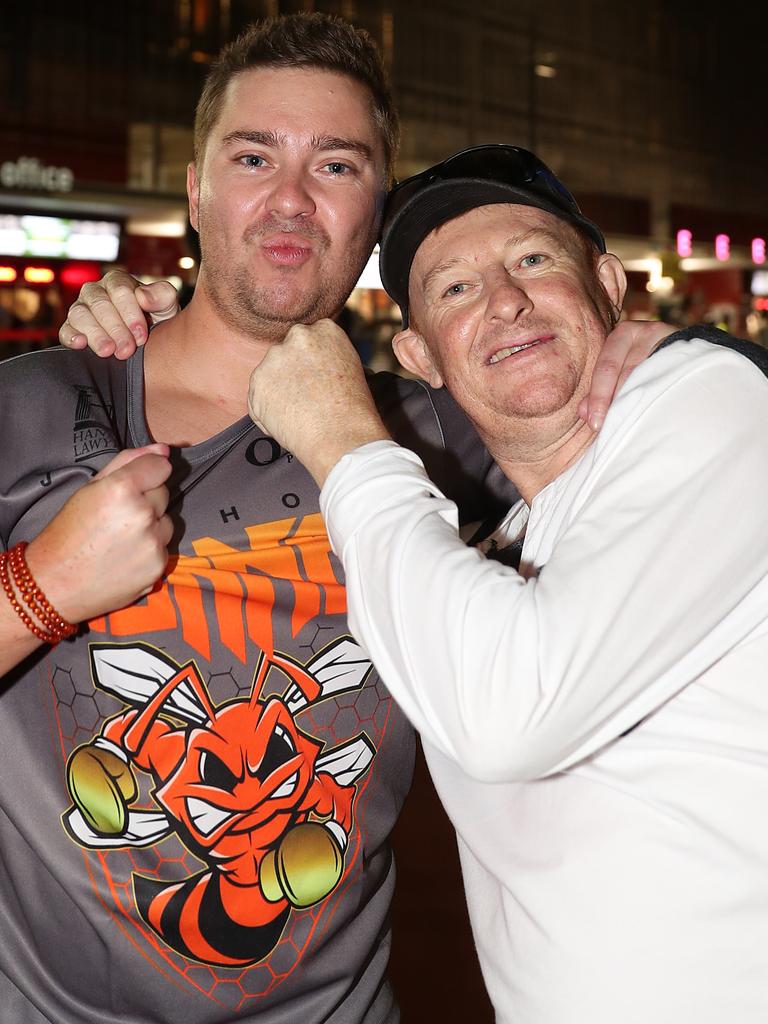 Caine Charles and Darren Smith at Horn-Mundine at Suncorp Stadium. Picture: Peter Wallis