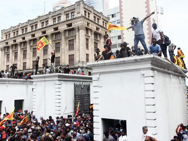 Protesters inside the compound of Sri Lanka's Presidential Palace in Colombo. Picture: AFP