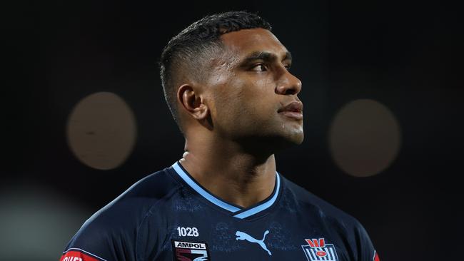 ADELAIDE, AUSTRALIA - MAY 31:  Tevita Pangai Junior of the Blues looks on after defeat during game one of the 2023 State of Origin series between the Queensland Maroons and New South Wales Blues at Adelaide Oval on May 31, 2023 in Adelaide, Australia. (Photo by Mark Kolbe/Getty Images)