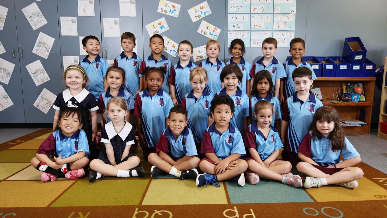 My First Year 2025 - Bentley Park College Prep Class C. Back row: Ivan, Oliver, John, Robert, Miller, Autumn, Dylan, Jason Middle row: Imogen, Dakota, no name supplied, Rainn, Evergreen, Shyleah, Renji Front row: Nene, Freya, Kawhi, Inupa, Skylar, Bridgette. Picture: Brendan Radke