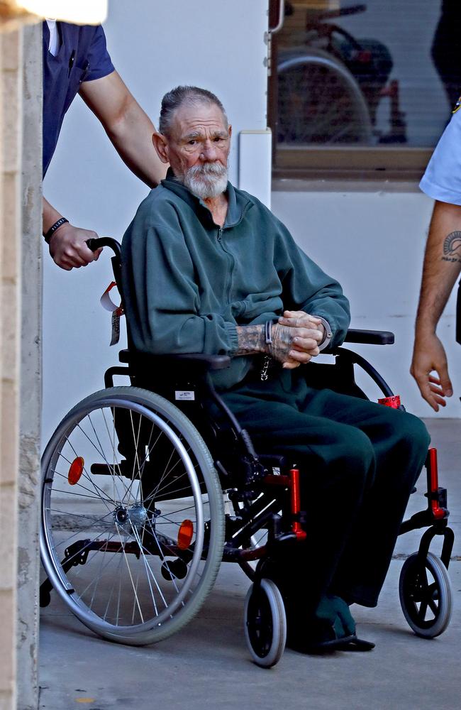 Convicted murderer Gary Murphy leaves Prince of Wales Hospital in Randwick under the guard of corrections officers on Thursday. Picture: Sam Ruttyn