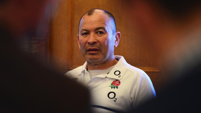 BAGSHOT, ENGLAND - MARCH 14: Eddie Jones, head coach of England looks on during a press conference at Pennyhill Park on March 14, 2016 in Bagshot, England. (Photo by Dan Mullan/Getty Images)