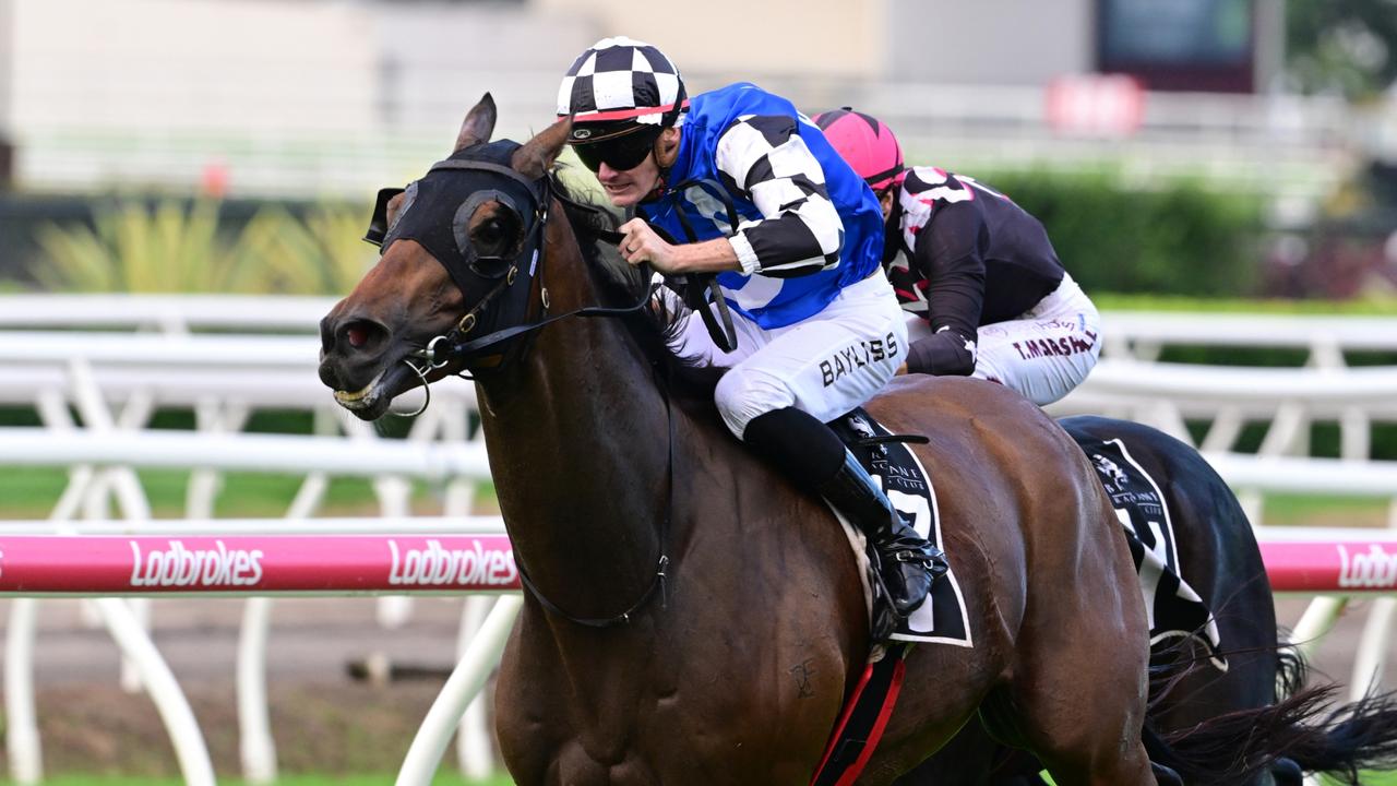 Tenzing takes out the Brisbane Mile at Eagle Farm. Picture: Grant Peters/Trackside Photography