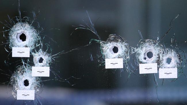 Gun shots at the Dream Drives business on Burnley Street on Saturday, June 24, 2017, in Richmond, Victoria, Australia. Picture: Hamish Blair