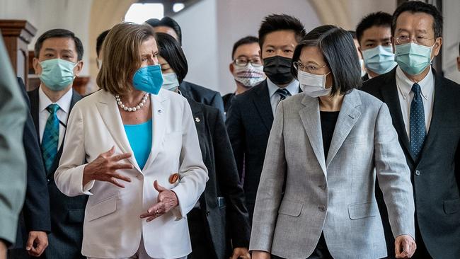 It was this visit by Speaker of the US House Of Representatives Nancy Pelosi to Taiwan's President Tsai Ing-wen that has infuriated China. Picture: Chien Chih-Hung/Office of The President via Getty Images