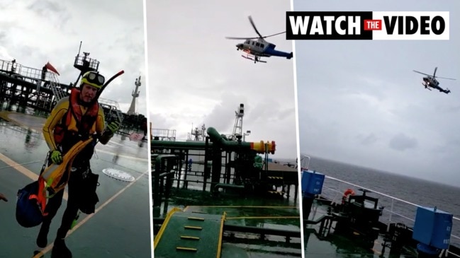 Torres Straight Rescue: Helicopter approaching ship to take back second survivor