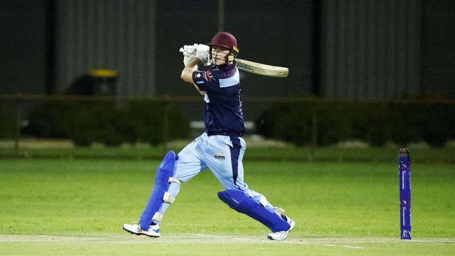 Darling Downs Suns batsman Ben Brocherie in the Queensland Bulls Masters Country Challenge cricket match between the Far North Fusion and the Darling Downs Suns, held at Griffiths Park. Picture: Brendan Radke