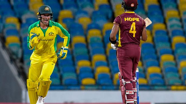 Alex Carey representing Australia in short form cricket. Picture: AFP