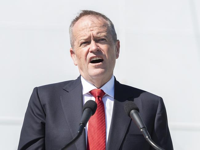 Bill Shorten speaks at the official naming ceremony for Australia's newest and biggest cargo ship, Victorian Reliance II (VRII) in Port Melbourne, Sunday, February 24, 2019. (AAP Image/Ellen Smith) NO ARCHIVING