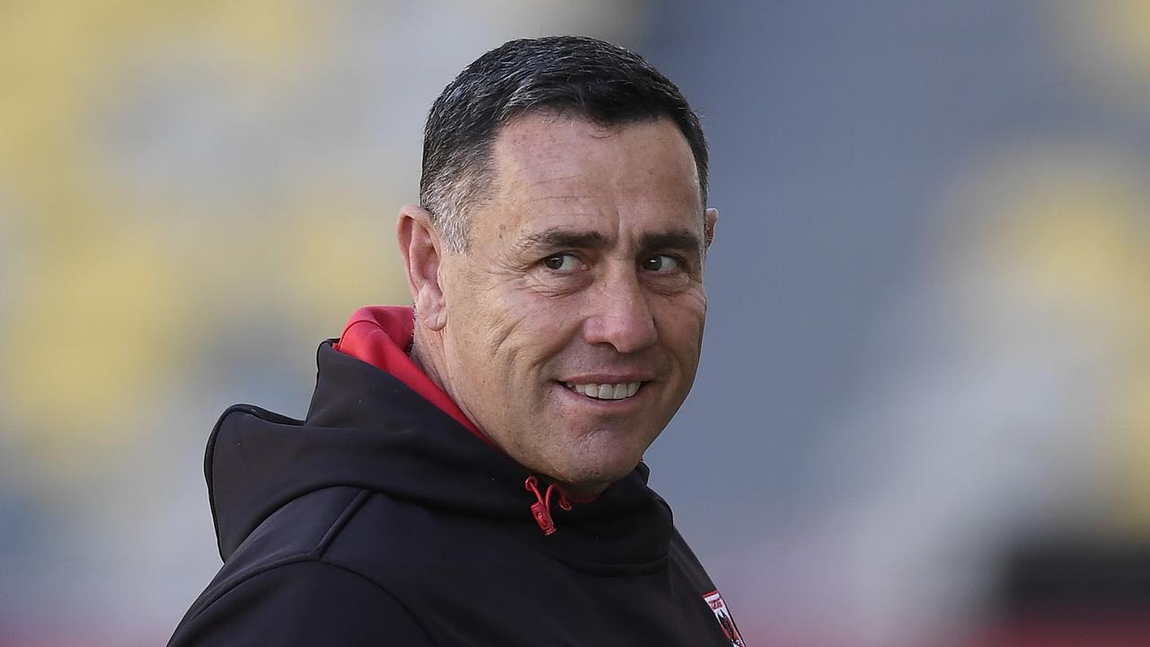 TOWNSVILLE, AUSTRALIA - SEPTEMBER 06: Dragons assistant coach Shane Flanagan looks on before the start of the round 17 NRL match between the North Queensland Cowboys and the St George Illawarra Dragons at QCB Stadium on September 06, 2020 in Townsville, Australia. (Photo by Ian Hitchcock/Getty Images)