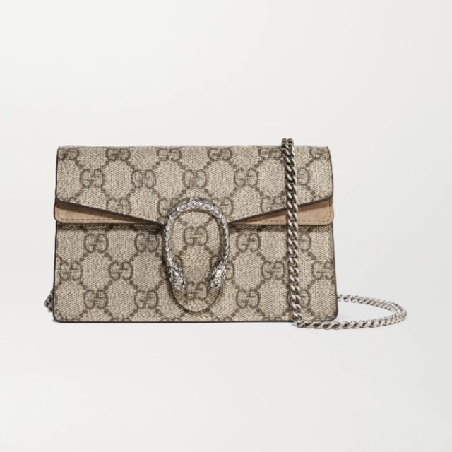 Dionysus mini printed coated-canvas and suede shoulder bag