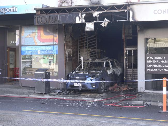 The tobacco wars have escalated across Victoria, including this shop that was targeted in High St, Thornbury. Picture: Valeriu Campan