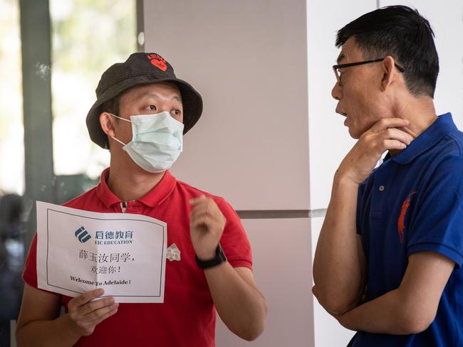 Passengers and crew arriving in Adelaide on the China Southern Airlines flight from Guangzhou. Picture: Brad Fleet