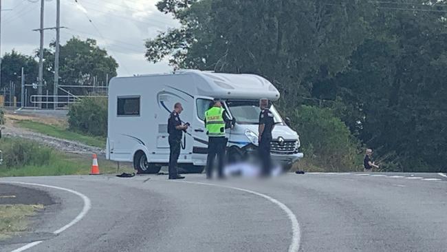 Police investigate the scene of a fatal crash between a motorcycle and a campervan at Black Mountain in November last year.