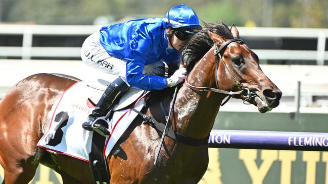 Craig Williams takes the Golden Slipper ride on Traffic Warden, who most recently won the Sires’ Produce Stakes with Jamie Kah on board at Flemington earlier this month. Picture: Vince Caligiuri/Getty Images