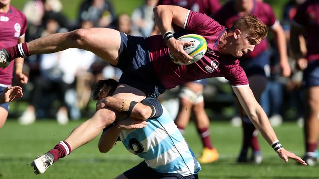 Try-scoring centre Jonte Connolly on the charge against NSW II at the Australian Schoolboys Rugby Championships in Sydney. Photo by Paul Seiser, SPA Images.