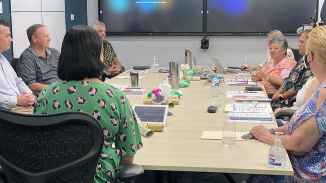 The Northern Territory's Health Advisory Committee, chaired by Bilawara Lee, meets with Chief Minister Natasha Fyles. Picture: Bethany Griffiths